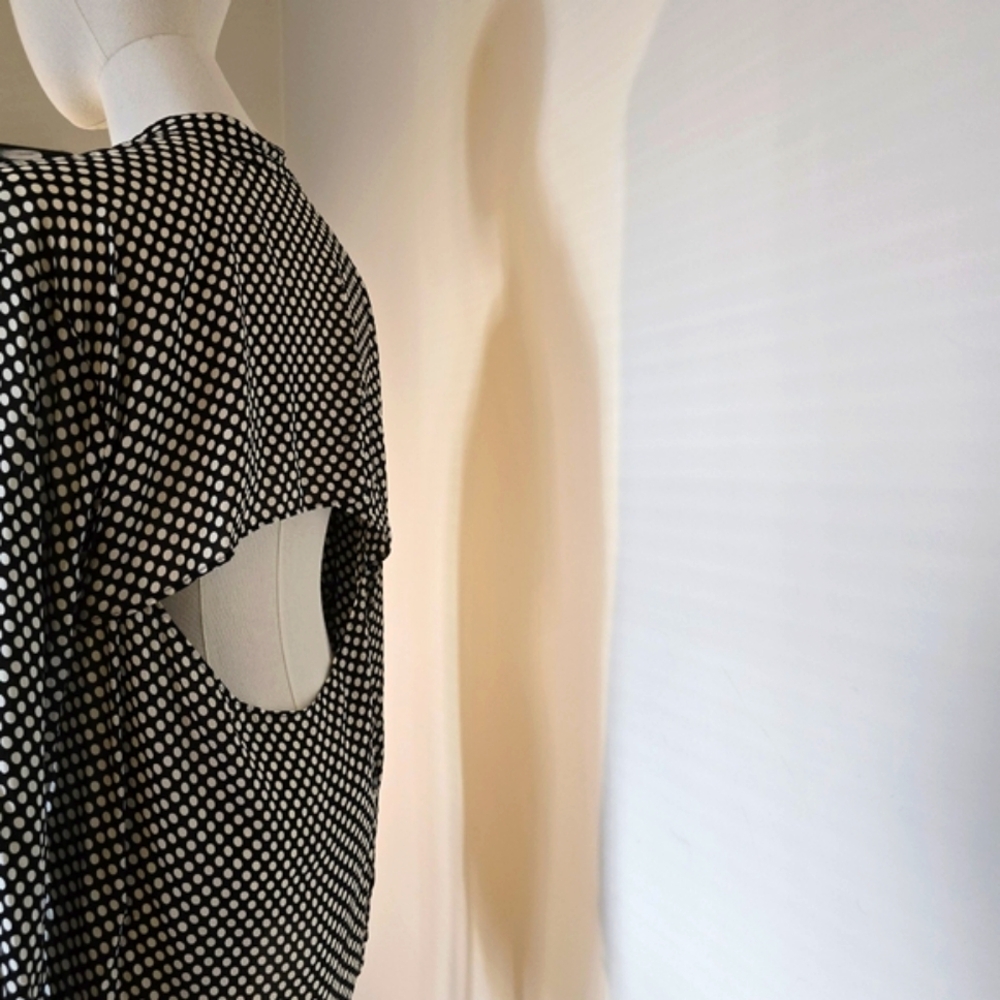 ZARA Polka Dot Asymmetric Shirt with Open Back and Tie Details Limited Edition